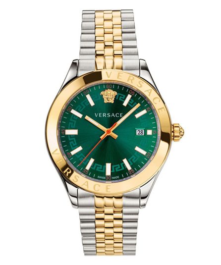 Versace Hellenyium Hellenyium Silver/Gold Steel Green Dial 42mm Men's Watch VEVK00620