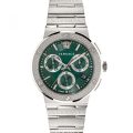 Versace Greca Greca Logo Silver Steel Green Dial 42mm Men's Watch VEZ900121