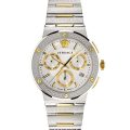 Versace Greca Greca Logo Silver/Gold Steel White Dial 42mm Men's Watch VEZ900321