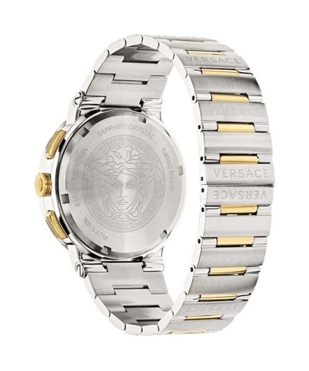 Versace Greca Greca Logo Silver/Gold Steel White Dial 42mm Men's Watch VEZ900321