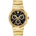 Versace Greca Greca Logo Gold Steel Black Dial 42mm Men's Watch VEZ900421